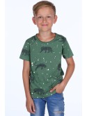 Boy\'s T-shirt with tiger prints, dark green NDZ4504 - Online store - Boutique